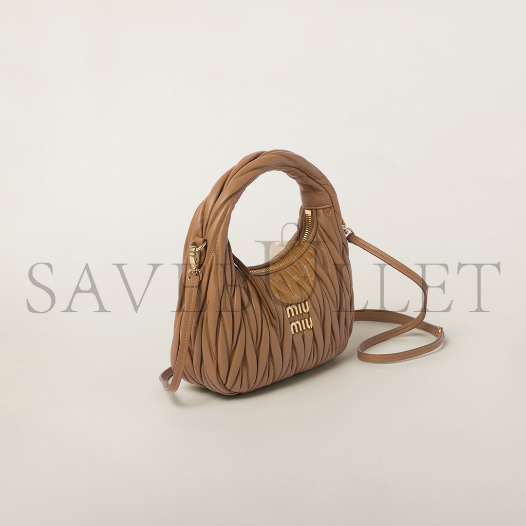 MIU MIU WANDER MATELASSÉ NAPPA LEATHER HOBO BAG 5BC125 (20*17*6cm) MIU MIU WANDER MATELASSÉ NAPPA LEATHER HOBO BAG 5BC125 (20*17*6cm)
